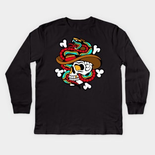 Skull cowboy snake Kids Long Sleeve T-Shirt